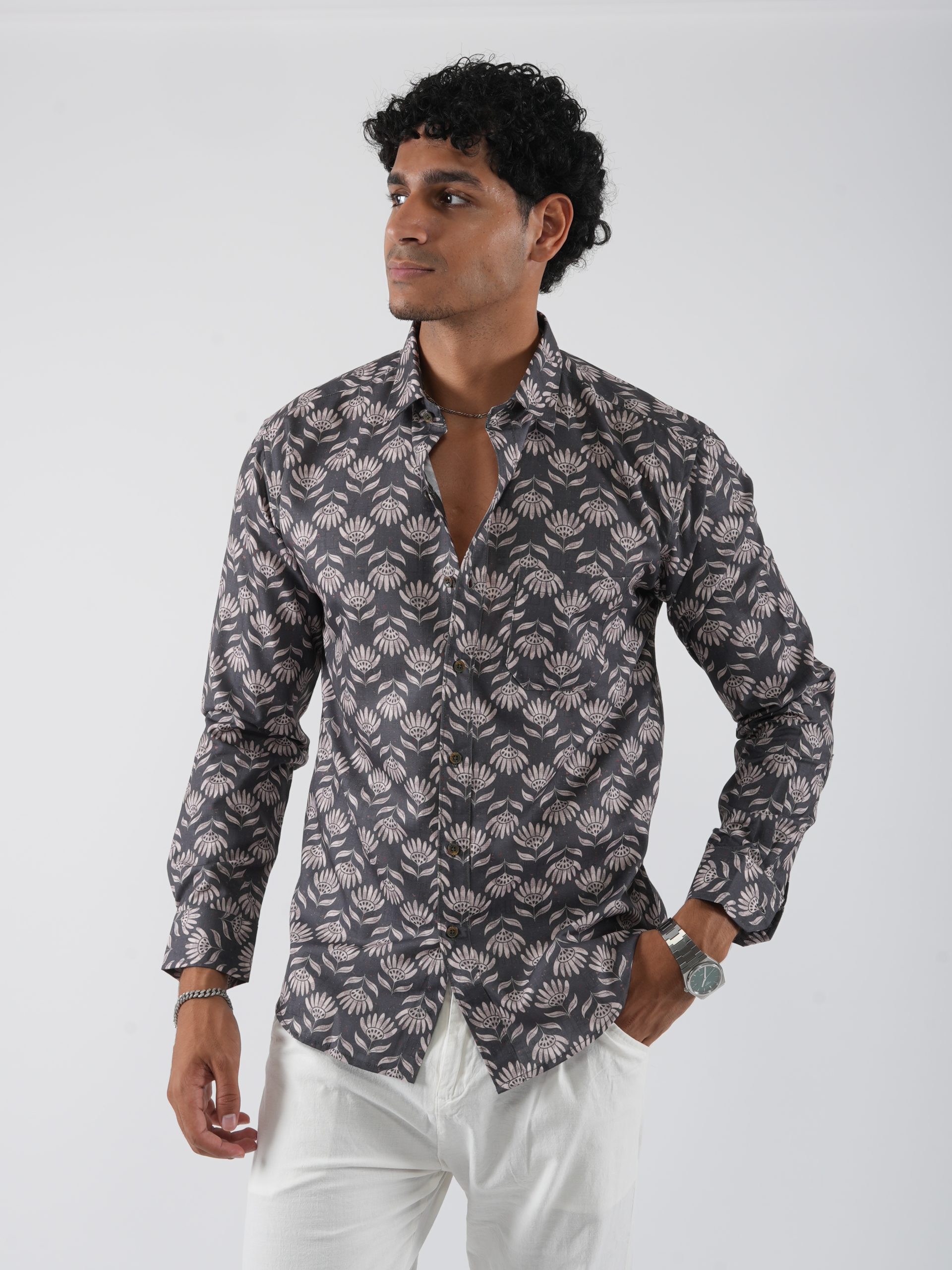 Men’s Slim Fit Printed Cotton Shirt L/S - Casual Wear