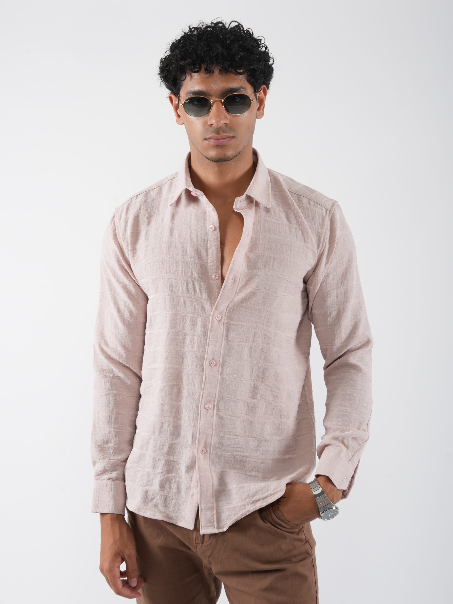 Men’s Slim Fit Cotton Shirt – Textured Fabric, Modern Style