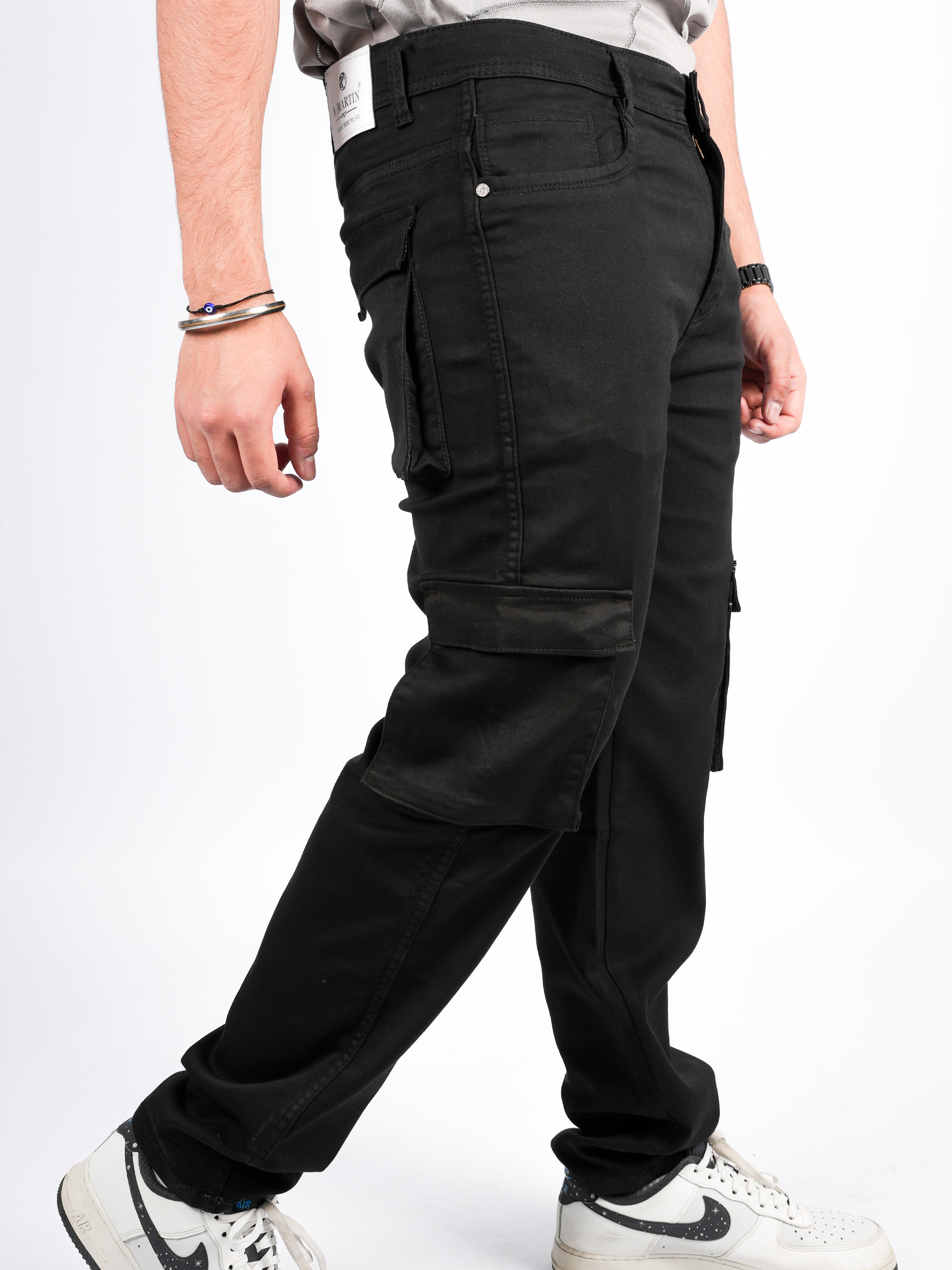 Men’s Cargo Trousers – 100% Cotton, Multi-Pocket Casual Fit